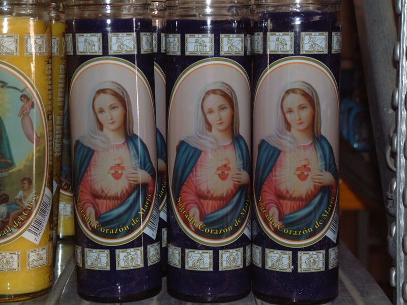 Marias hellige hjerte stearinlys i glass