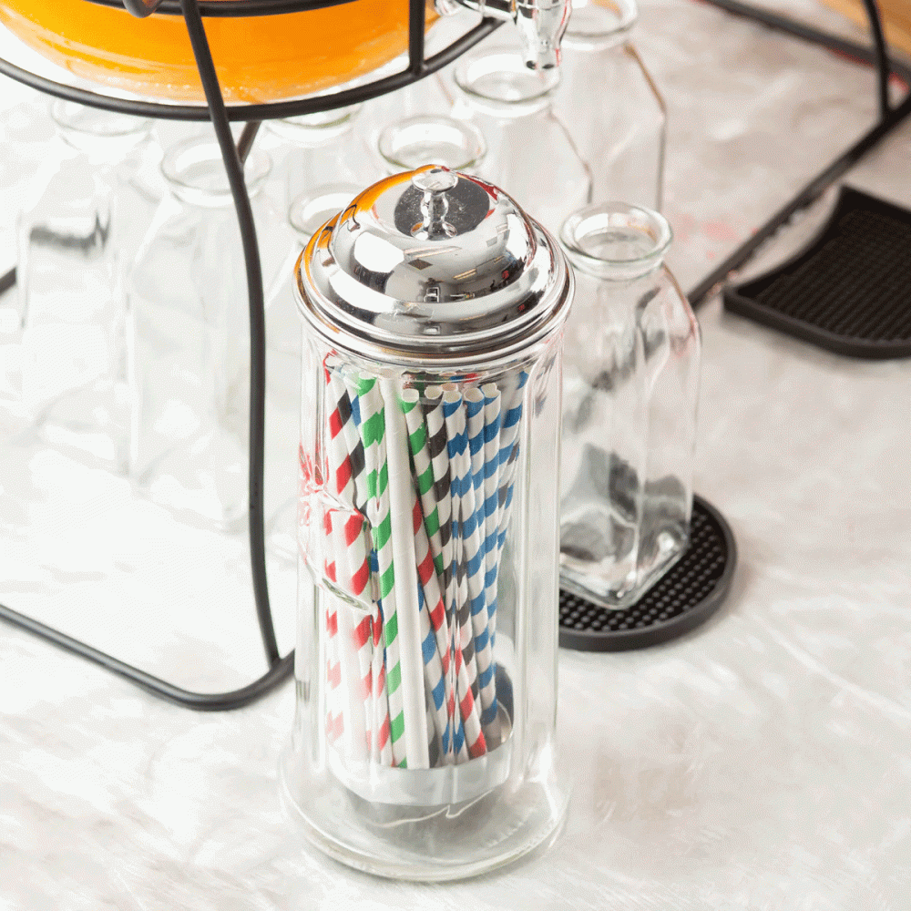  Sugerørdispenser i glass