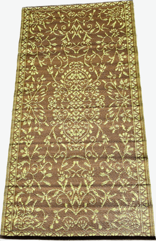 Plastmatte Indisk 90x180cm Tobakkbrun/Lysegrønn